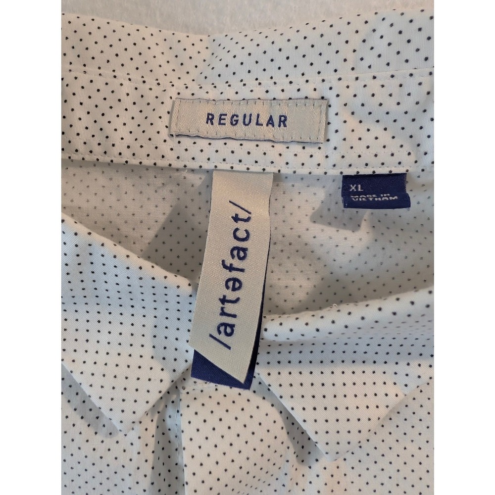 Artefact Interval Stretch Poplin Long‎ Sleeve Shirt White Dot Geometric size XL